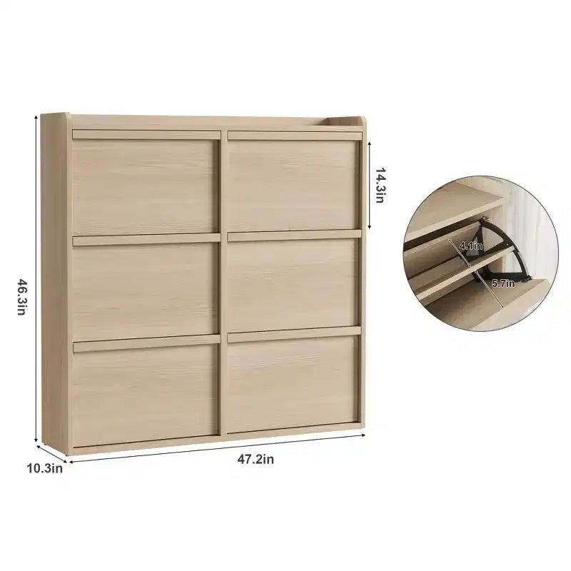GustoWave Scarpiera a 6 Ante Ribaltabili, Scarpiera in Legno con Ripiano Regolabile, Scarpiera