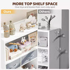 SUGIFT Libreria per bambini con scomparti a cubo e contenitori in tessuto, espositore frontale per libri, organizer in legno per sala giochi e cameretta