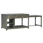 Isola da cucina allungabile con contenitori e prese elettriche, carrello da cucina multi-funzionale retrò su ruote con cassetti e ripiani aperti, grigio