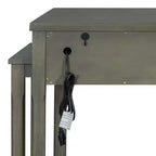 Isola da cucina allungabile con contenitori e prese elettriche, carrello da cucina multi-funzionale retrò su ruote con cassetti e ripiani aperti, grigio