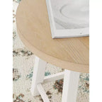Signature Design by Ashley Fawndell - Set 3 Tavolini da Salotto (Tavolino da Caffè e 2 Tavolini Laterali) - Finitura Bianco Antico/Marrone