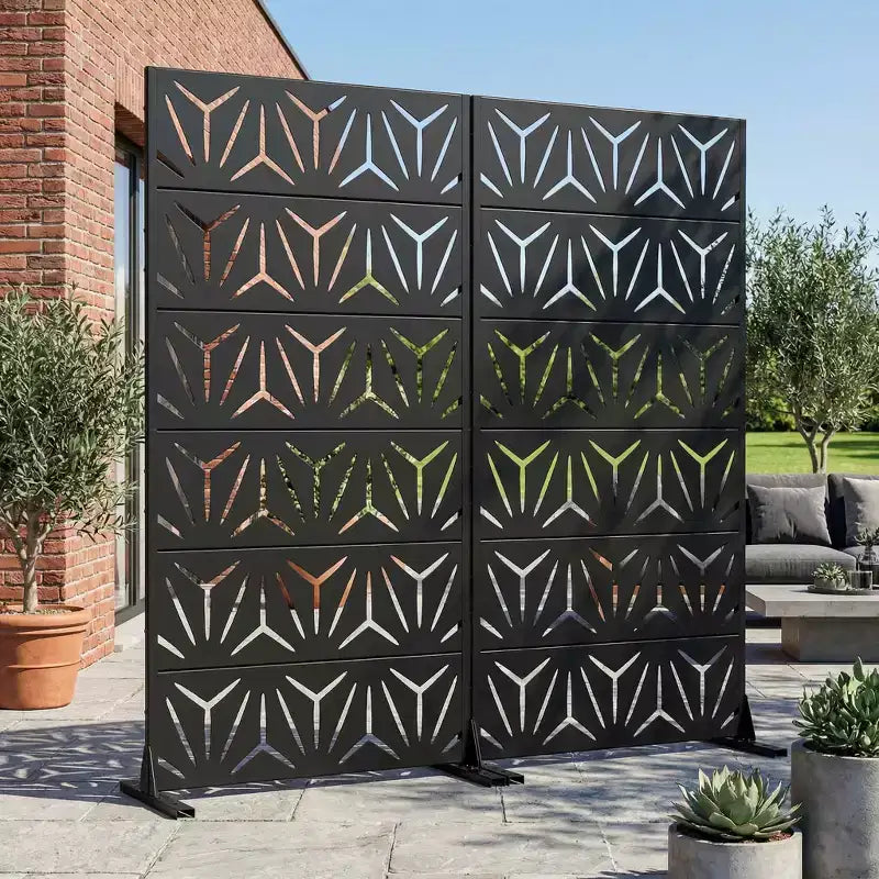 MAYEERTY Star 01 Divisorio in acciaio galvanizzato nero, 72x35x16, 6 pannelli a doppia faccia per la privacy domestica