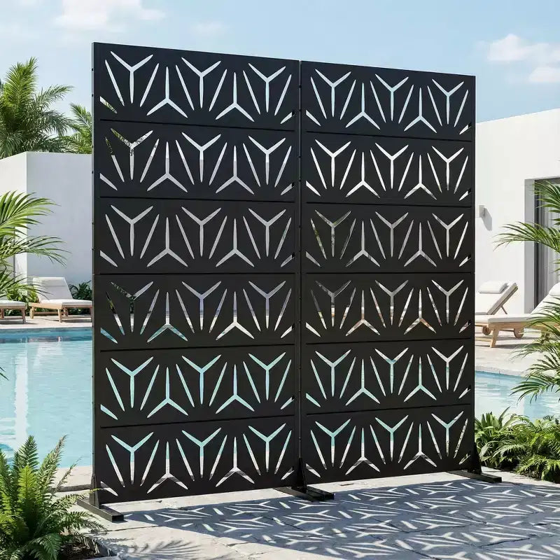 MAYEERTY Star 01 Divisorio in acciaio galvanizzato nero, 72x35x16, 6 pannelli a doppia faccia per la privacy domestica