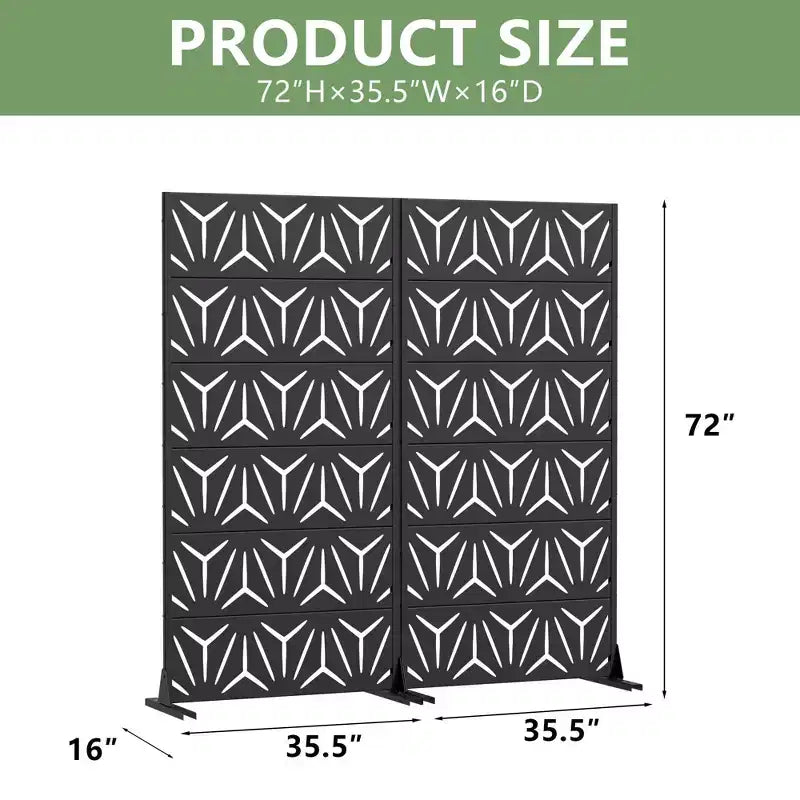 MAYEERTY Star 01 Divisorio in acciaio galvanizzato nero, 72x35x16, 6 pannelli a doppia faccia per la privacy domestica