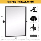 Specchio da Parete MAYEERTY 24x31 pollici con Cornice in Ferro ad Angolo Retto, Nero