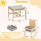 Costway Tavolo e Sedie per Bambini Set 4 in 1 Tavolo Attività per Bambini con Lavagna per Arte Grigio+Naturale/Arancione+Naturale