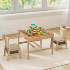 Costway Tavolo e Sedie per Bambini Set 4 in 1 Tavolo Attività per Bambini con Lavagna per Arte Grigio+Naturale/Arancione+Naturale