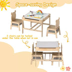 Costway Tavolo e Sedie per Bambini Set 4 in 1 Tavolo Attività per Bambini con Lavagna per Arte Grigio+Naturale/Arancione+Naturale