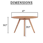 Tavolo da pranzo Royal Hampton | Piano rotondo 47" | Legno di mango marrone naturale fatto a mano | Base a quattro gambe angolate