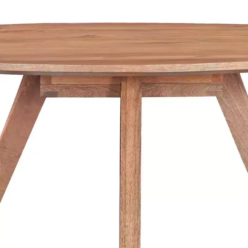 Tavolo da pranzo Royal Hampton | Piano rotondo 47" | Legno di mango marrone naturale fatto a mano | Base a quattro gambe angolate