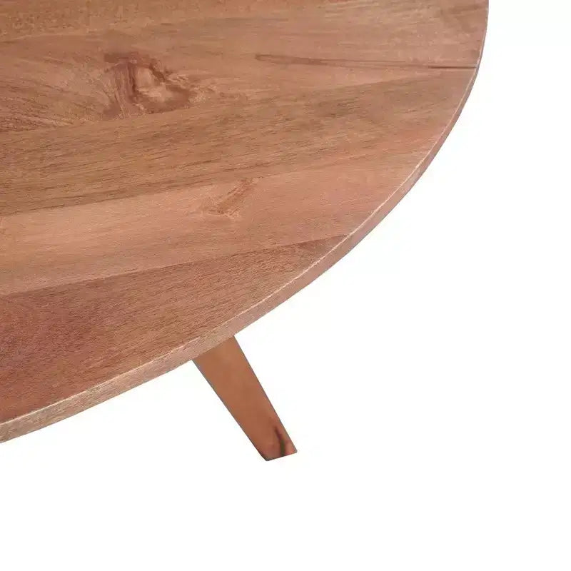 Tavolo da pranzo Royal Hampton | Piano rotondo 47" | Legno di mango marrone naturale fatto a mano | Base a quattro gambe angolate