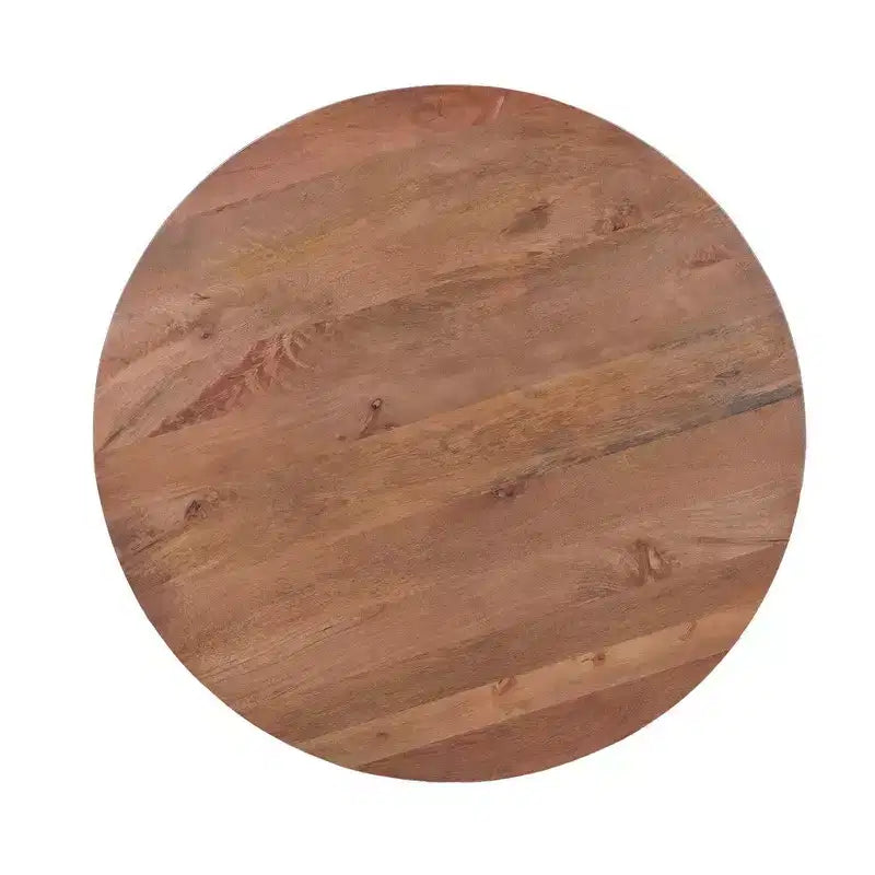 Tavolo da pranzo Royal Hampton | Piano rotondo 47" | Legno di mango marrone naturale fatto a mano | Base a quattro gambe angolate