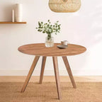 Tavolo da pranzo Royal Hampton | Piano rotondo 47" | Legno di mango marrone naturale fatto a mano | Base a quattro gambe angolate