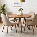 Tavolo da pranzo Royal Hampton | Piano rotondo 47" | Legno di mango marrone naturale fatto a mano | Base a quattro gambe angolate