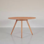 Tavolo da pranzo Royal Hampton | Piano rotondo 47" | Legno di mango marrone naturale fatto a mano | Base a quattro gambe angolate