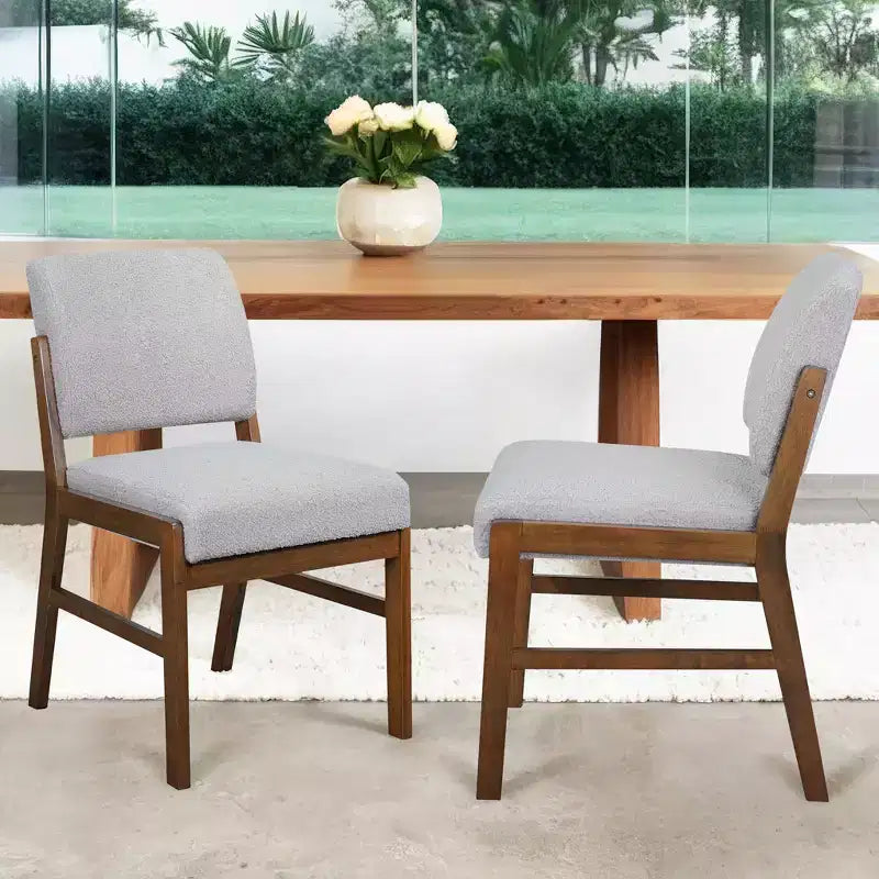 Dining Chair 2-Pack  Light Grey, High-Density Foam, angled lumbar support