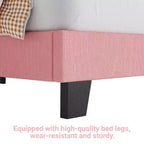 Base letto matrimoniale, struttura letto imbottita in velluto a coste con testiera regolabile, base per materasso, supporto a doghe in legno, non necessita di box spring