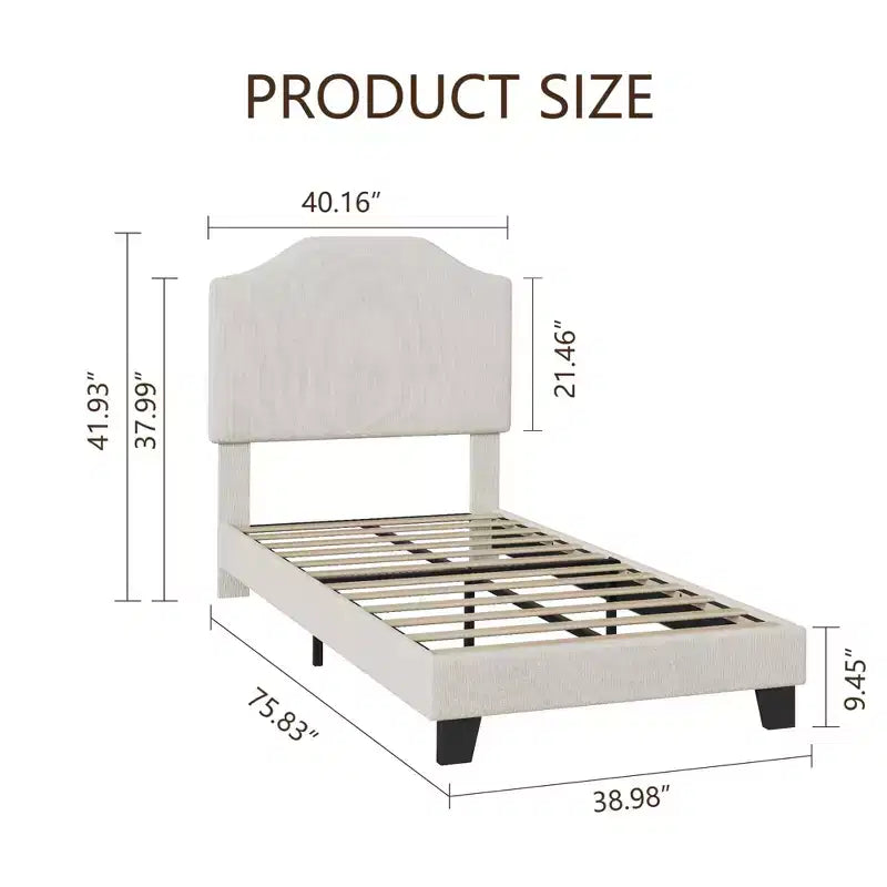 Base letto matrimoniale, struttura letto imbottita in velluto a coste con testiera regolabile, base per materasso, supporto a doghe in legno, non necessita di box spring