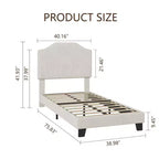 Base letto matrimoniale, struttura letto imbottita in velluto a coste con testiera regolabile, base per materasso, supporto a doghe in legno, non necessita di box spring
