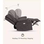 Poltrona reclinabile massaggiante, reclinabile girevole in pelle PU per soggiorno, cameretta o home theater, divano reclinabile ergonomico con portabicchieri
