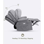 Poltrona reclinabile massaggiante, reclinabile girevole in pelle PU per soggiorno, cameretta o home theater, divano reclinabile ergonomico con portabicchieri