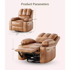 Poltrona reclinabile massaggiante, reclinabile girevole in pelle PU per soggiorno, cameretta o home theater, divano reclinabile ergonomico con portabicchieri