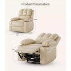 Poltrona reclinabile massaggiante, reclinabile girevole in pelle PU per soggiorno, cameretta o home theater, divano reclinabile ergonomico con portabicchieri