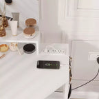 Toeletta da trucco angolare con sgabello e specchio, grande tavolo da trucco con contenitore, set di toeletta per camera da letto e piccoli spazi