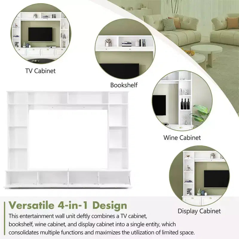 Acekool Mobile TV 4 in 1 con librerie, armadietti e mensole a giorno, design moderno per TV fino a 78 pollici