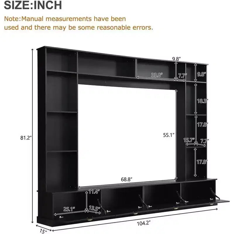 Acekool Mobile TV 4 in 1 con librerie, armadietti e mensole a giorno, design moderno per TV fino a 78 pollici