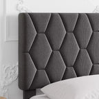 Struttura letto a piattaforma Twin XL con testiera regolabile e testiera imbottita, robusto supporto a doghe in legno, facile installazione, grigio