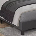 Struttura letto a piattaforma Twin XL con testiera regolabile e testiera imbottita, robusto supporto a doghe in legno, facile installazione, grigio