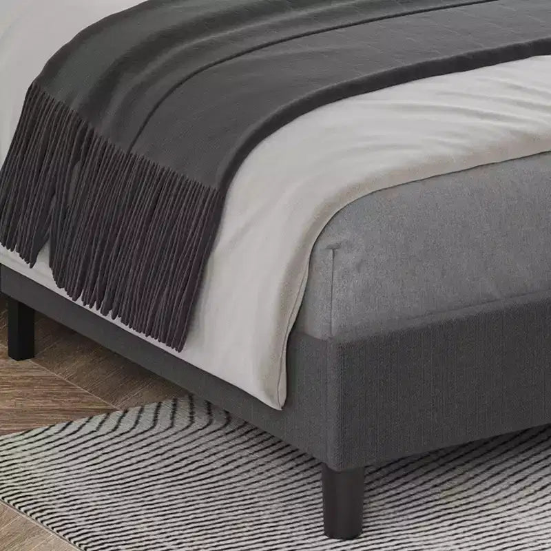 Struttura letto a piattaforma Twin XL con testiera regolabile e testiera imbottita, robusto supporto a doghe in legno, facile installazione, grigio