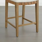 Spruce&Spring Sgabello da bar per altezza bancone in legno massello da 26" con schienale in PVC intrecciato a mano e seduta imbottita, set da 2