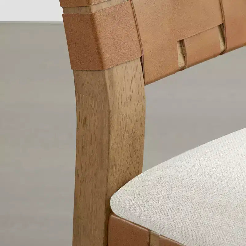 Spruce&Spring Sgabello da bar per altezza bancone in legno massello da 26" con schienale in PVC intrecciato a mano e seduta imbottita, set da 2