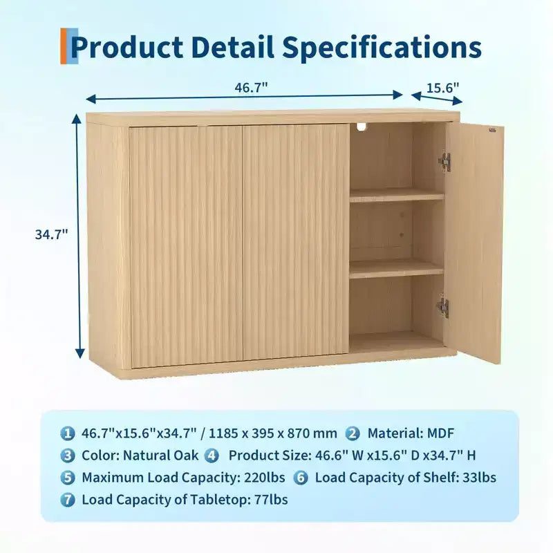 46.7 Credenza Buffet, Mobile Bar per Ingresso, Mobile TV, Armadio/Dispensa in Legno per Cucina Soggiorno