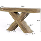 Consolle Lantine 55, tavolo stretto con design a X, per soggiorno, atrio, corridoio, ingresso, marrone rustico