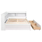 Bellemave Letto ad angolo a una piazza e mezza con cassetti contenitore, divano letto con librerie a L, divano letto ad angolo a una piazza e mezza per bambini, ragazzi e adulti, bianco