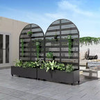 MAYEERTY 72x47 Fioriera ad Arco Nera in Ferro con Traliccio, Set da 3 Pezzi Schermo Decorativo da Giardino per Patio e Balcone