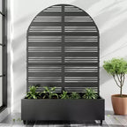 MAYEERTY 72x47 Fioriera ad Arco Nera in Ferro con Traliccio, Set da 3 Pezzi Schermo Decorativo da Giardino per Patio e Balcone