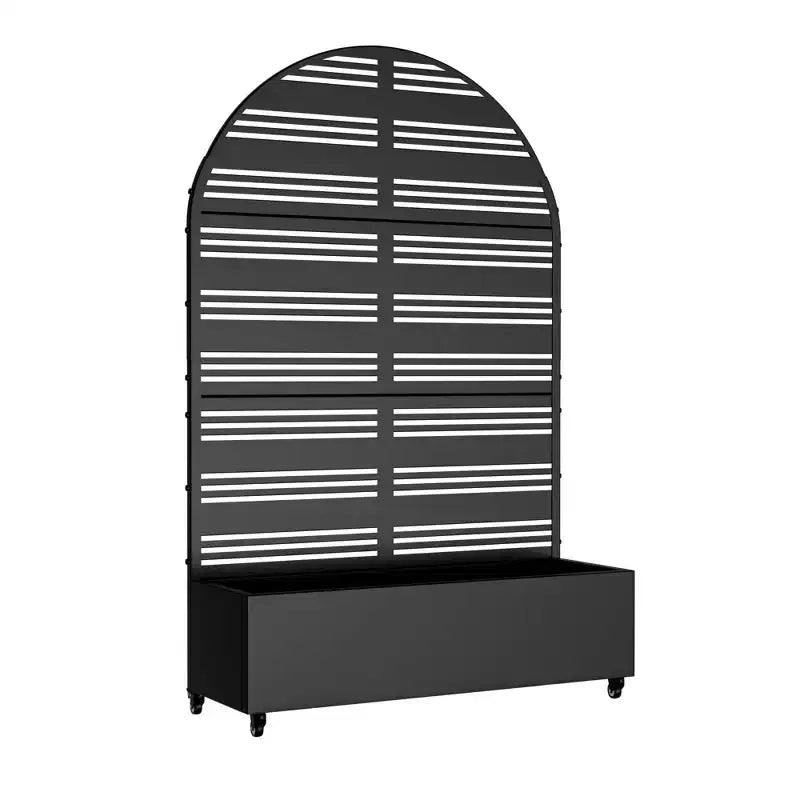MAYEERTY 72x47 Fioriera ad Arco Nera in Ferro con Traliccio, Set da 3 Pezzi Schermo Decorativo da Giardino per Patio e Balcone