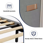 Coolmee - Letto imbottito completo/queen/king size con testiera ad ali, letto a piattaforma con rivestimento in velluto, non necessita di box spring, supporto con doghe in legno