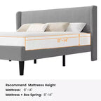 Coolmee - Letto imbottito completo/queen/king size con testiera ad ali, letto a piattaforma con rivestimento in velluto, non necessita di box spring, supporto con doghe in legno