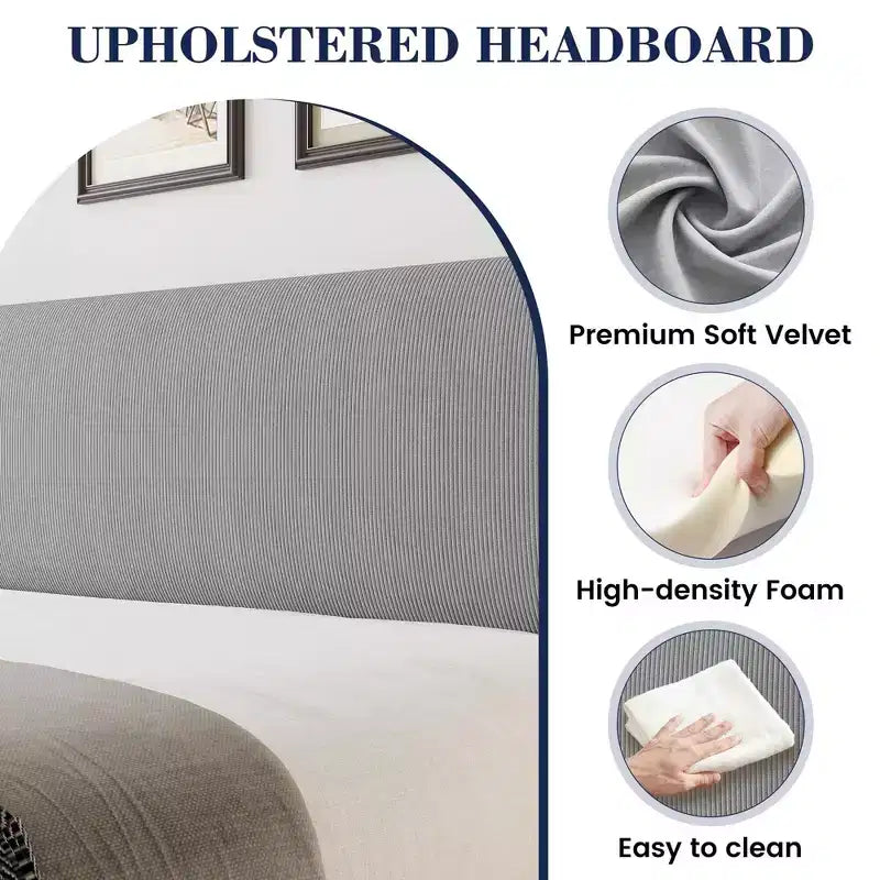 Coolmee - Letto imbottito completo/queen/king size con testiera ad ali, letto a piattaforma con rivestimento in velluto, non necessita di box spring, supporto con doghe in legno