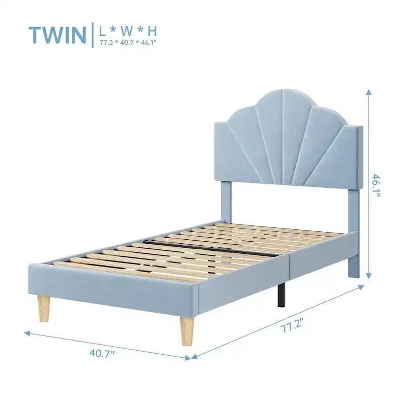 Coolmee Struttura Letto Singolo/Singolo XL, con Rivestimento in Velluto e Testiera Regolabile in Altezza per Bambini e Ragazzi, con Supporto a Doghe in Legno
