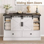Cassettiera rustica da 114 cm - 4 cassetti e ante scorrevoli alla maniera di un fienile, mobile TV per camera da letto e soggiorno