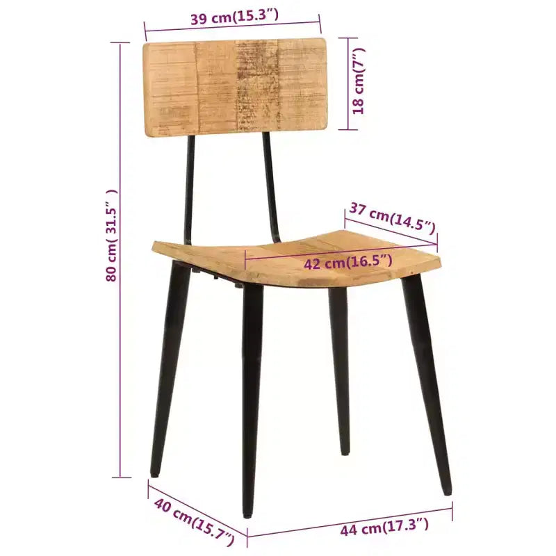 CLIHOME Set di 2 sedie da pranzo moderne in stile minimalista con struttura in ferro e legno massello, per sale da pranzo, cucine e soggiorni