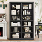 Scaffale alto 74,5" con doppio ripiano, libreria extra large, libreria a 6 ripiani doppia larghezza con 12 scomparti, librerie ampie indipendenti