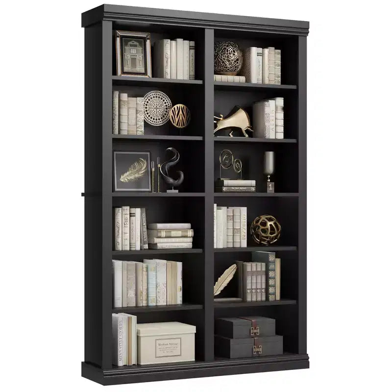 Scaffale alto 74,5" con doppio ripiano, libreria extra large, libreria a 6 ripiani doppia larghezza con 12 scomparti, librerie ampie indipendenti