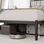Struttura Letto Matrimoniale, Struttura Letto a Piattaforma Matrimoniale con Testiera, Supporto a Doghe in Metallo Resistente, Base per Materasso, Design Silenzioso, Facile Installazione